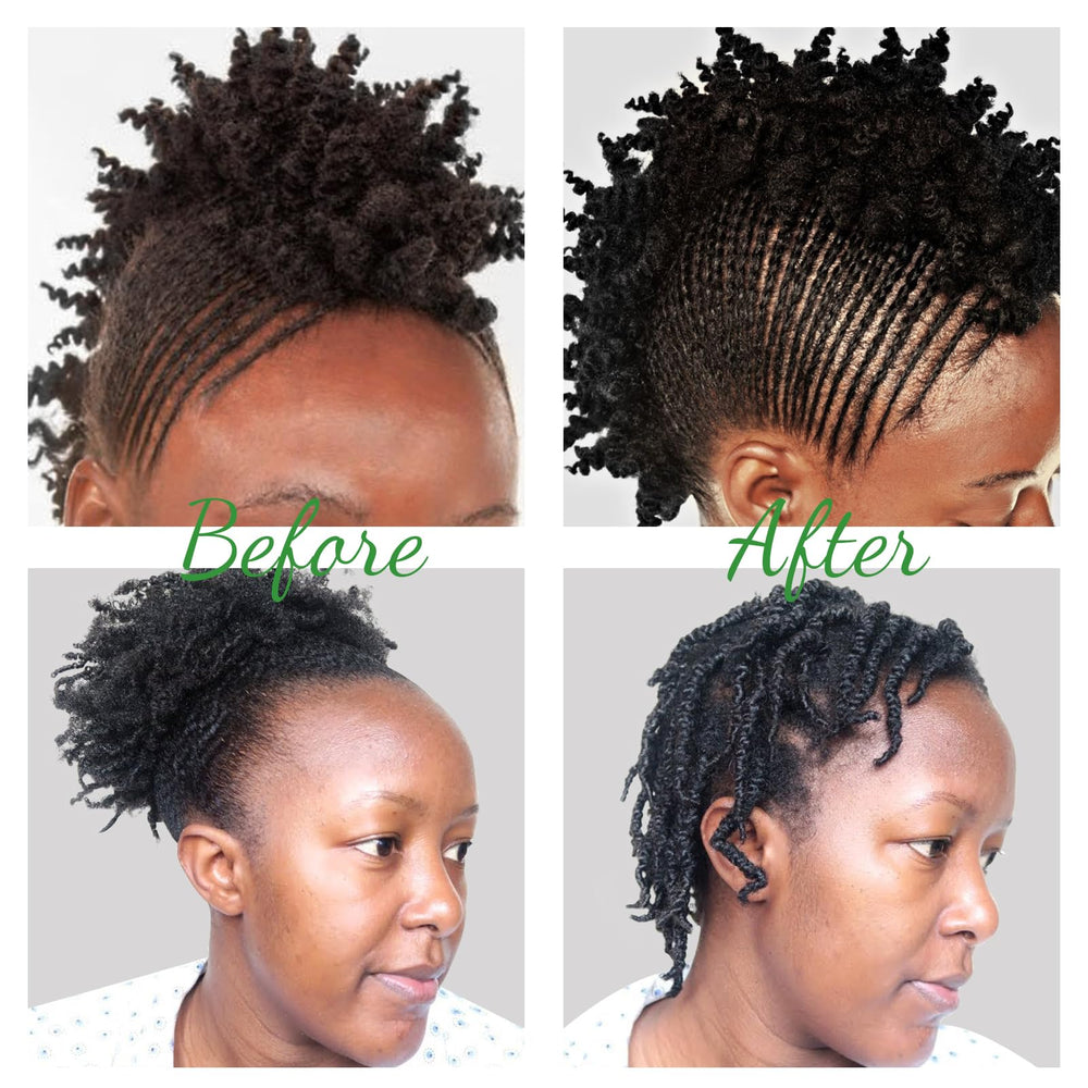 Close-up of edges after Goiple oil for smoother, defined hairline