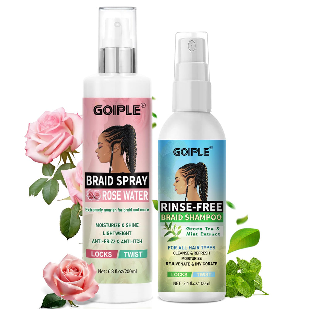 Goiple braid spray front packaging showing product benefits and fragrance