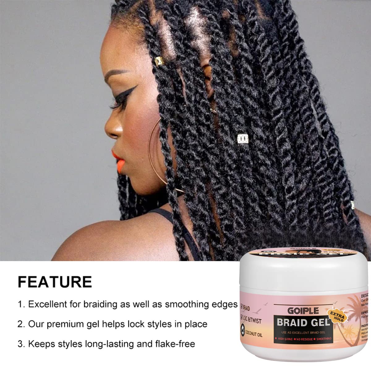 Goiple braided hairstyle before and after showing lasting hold benefit