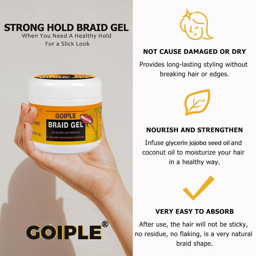 Styled braids using Goiple showing frizz control and polished finish