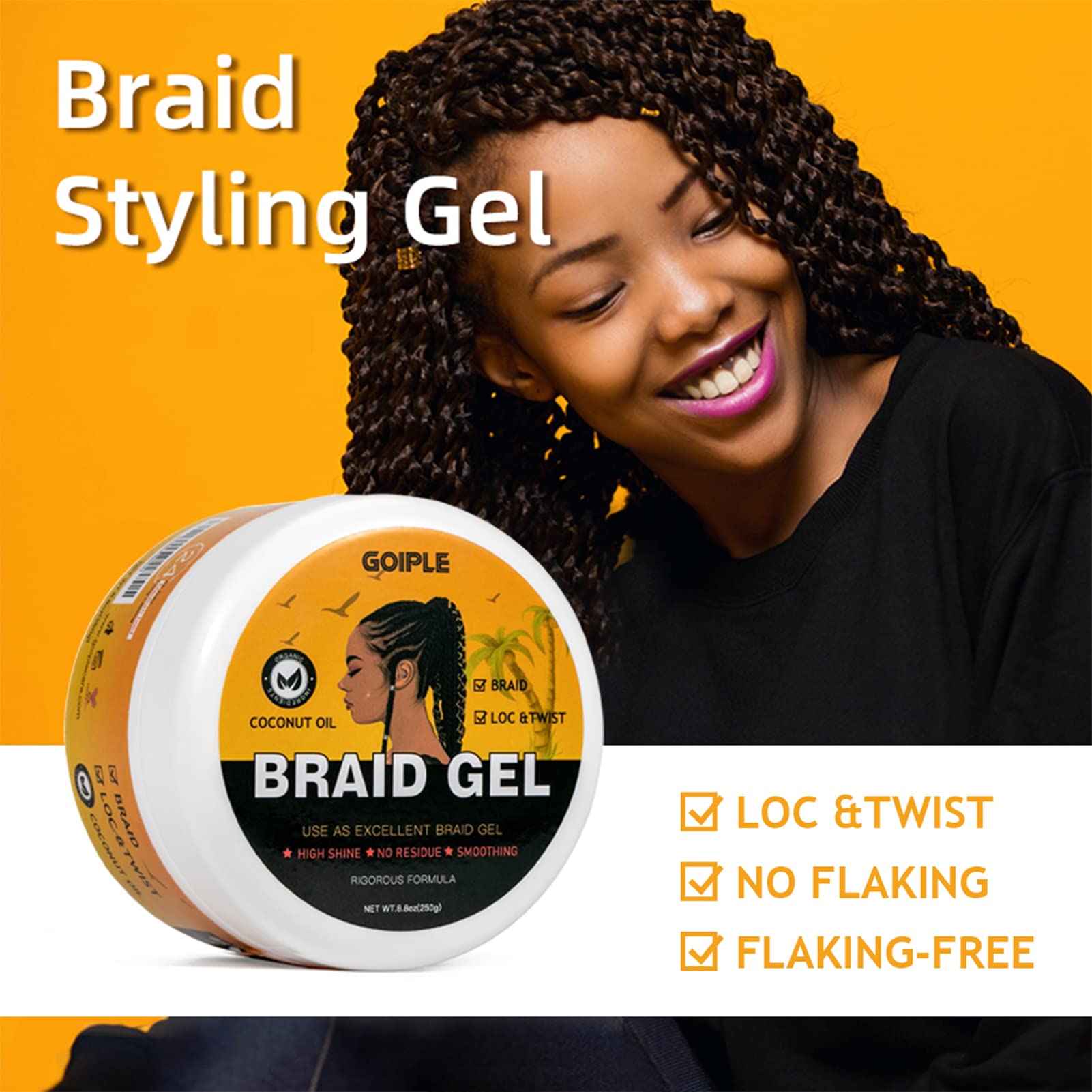 Stylist braiding hair using Goiple gel for neat, long-lasting braids