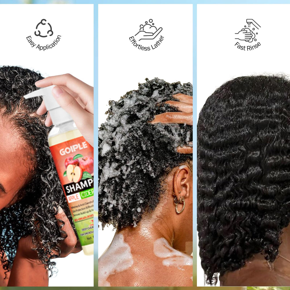 Goiple in-shower lifestyle with curly hair looking refreshed