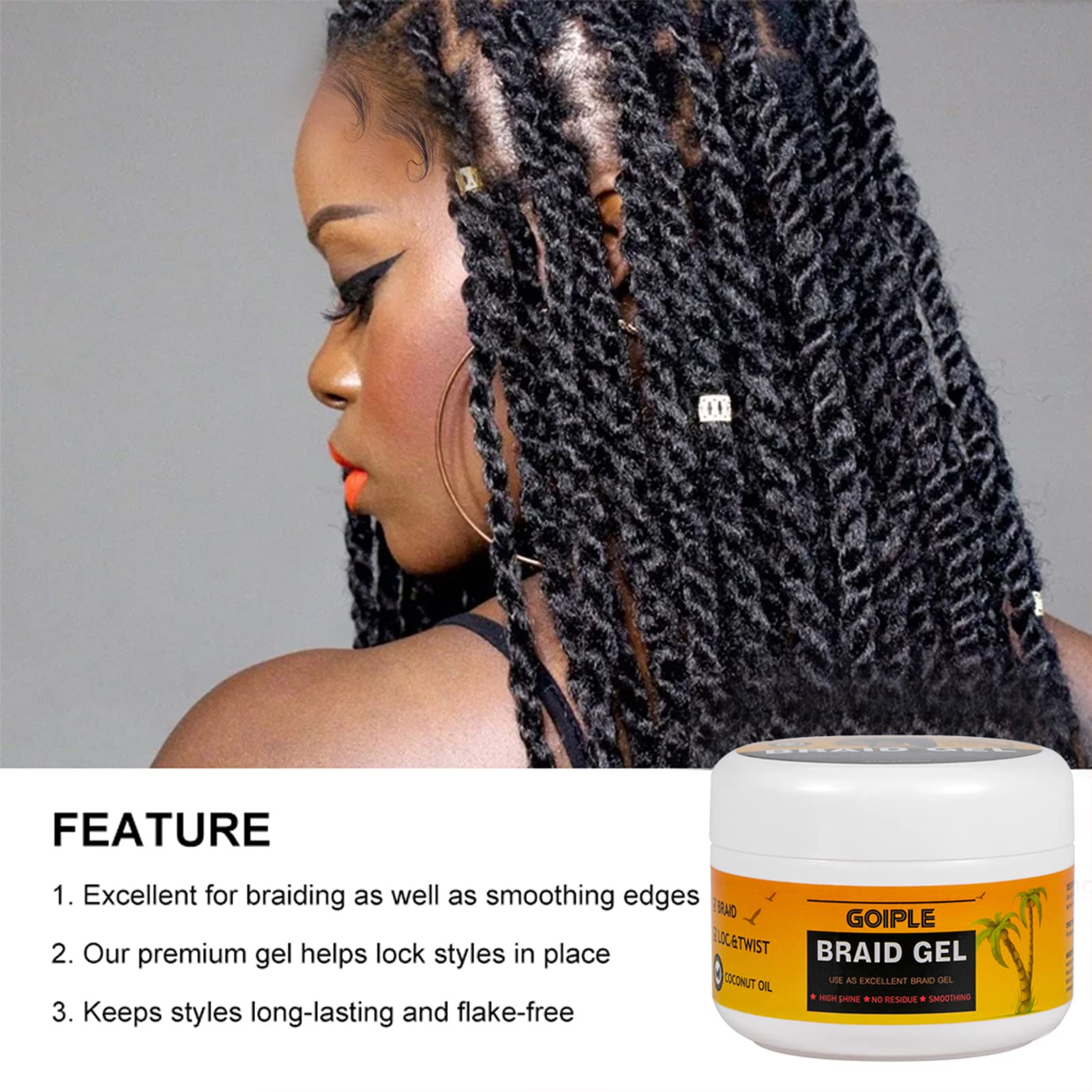 Closeup of hairline with Goiple edge control for defined, frizz-free edges