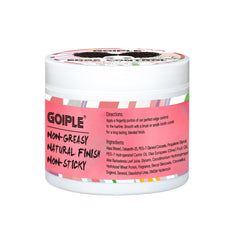 Goiple label detail highlighting olive and argan oils nourishing