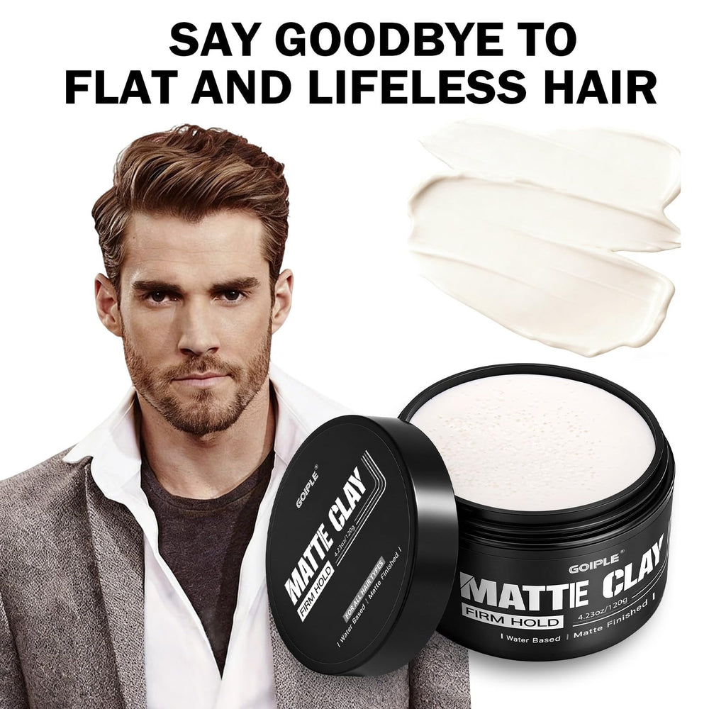 Goiple man with styled hair outdoors showing natural matte look