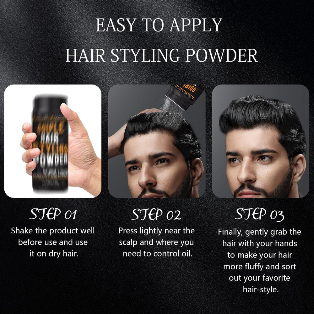 Man styling hair with Goiple powder for textured natural look