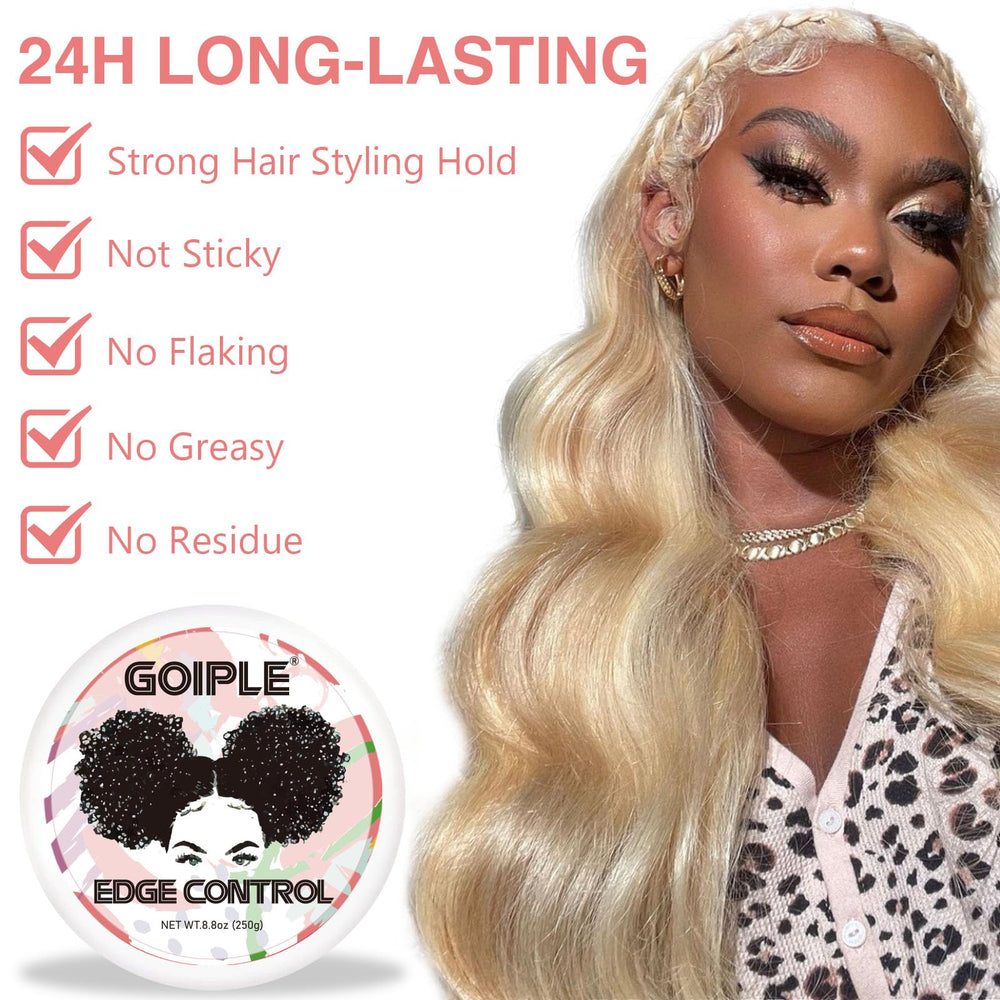 Goiple used on braided hairline for neat edges, supports versatile styling benefit