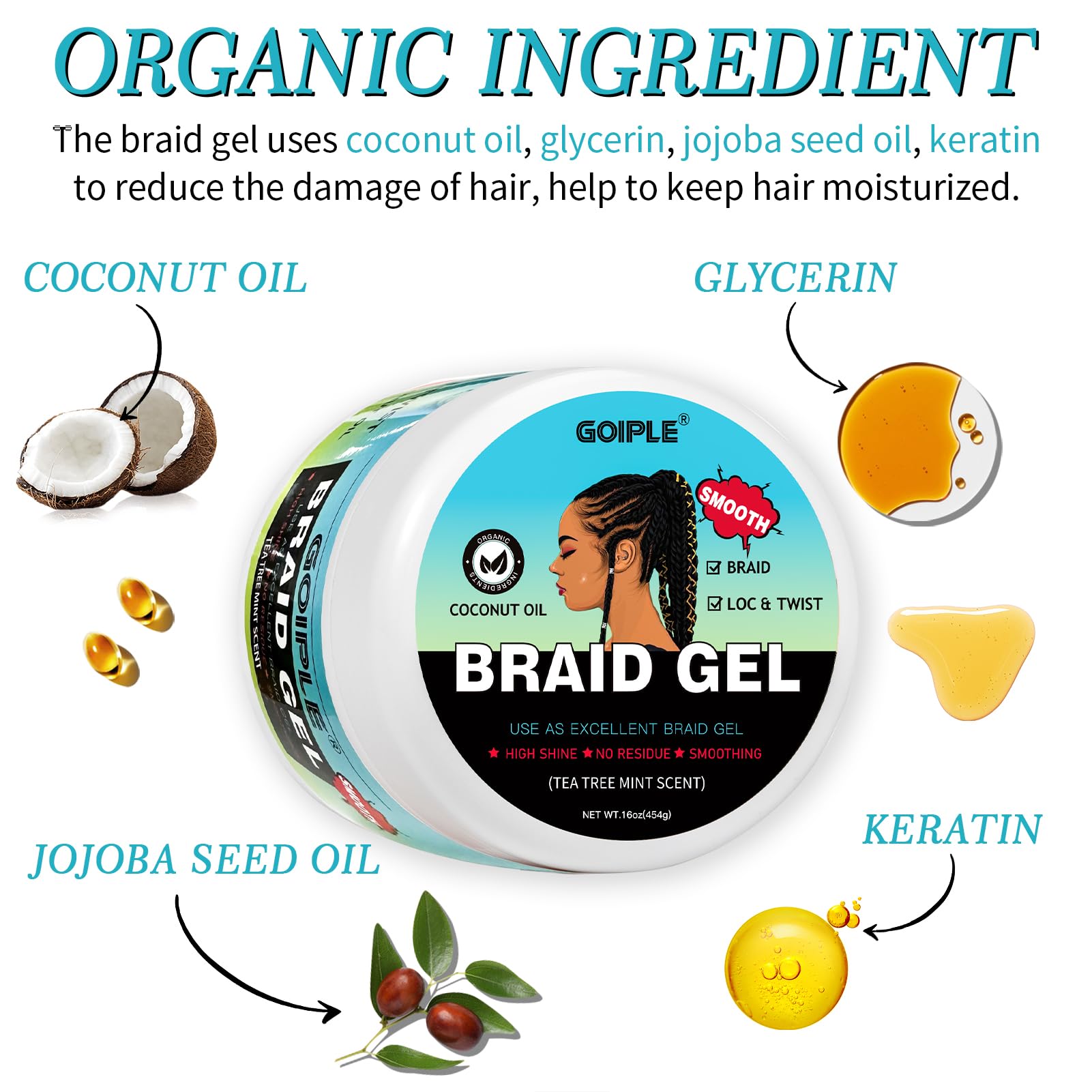 Goiple gel texture close-up revealing clear glossy consistency and sheen