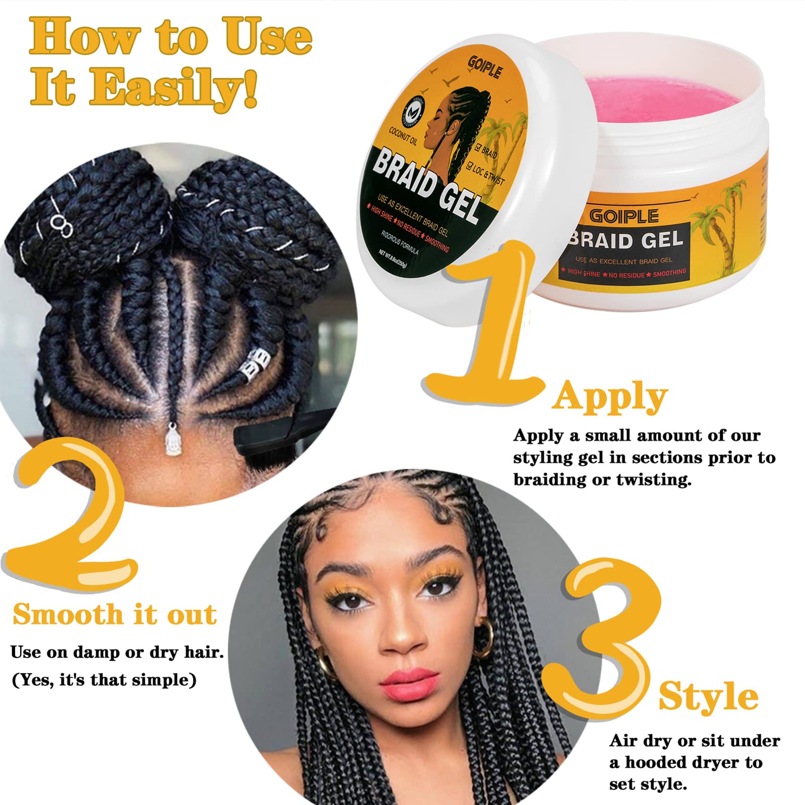 Goiple jar next to hairbrush showing 8.8oz scale and travel-ready size