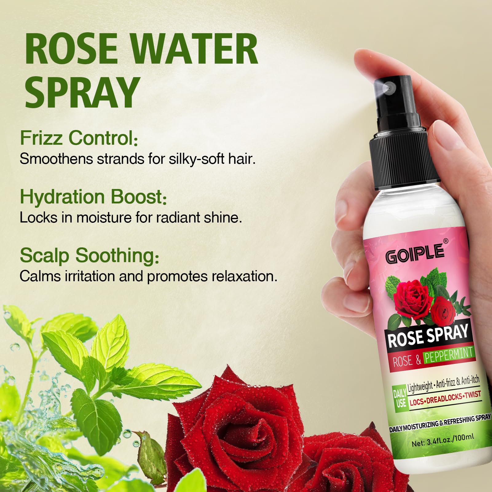 Goiple spray being applied to braids to refresh and moisturize