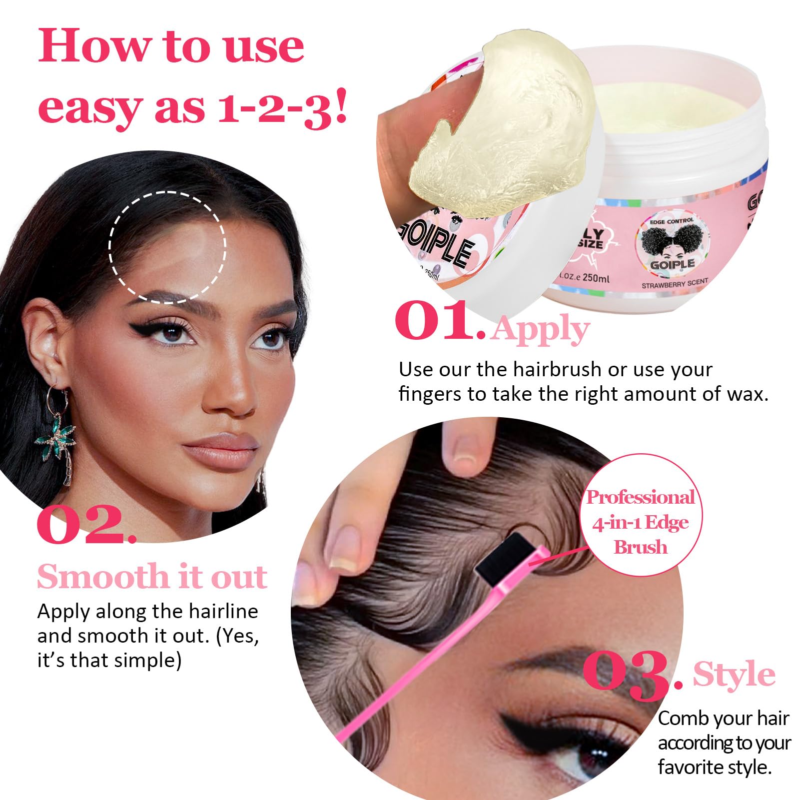Goiple used to set a lace wig edge, showing brand performance and natural-looking hold