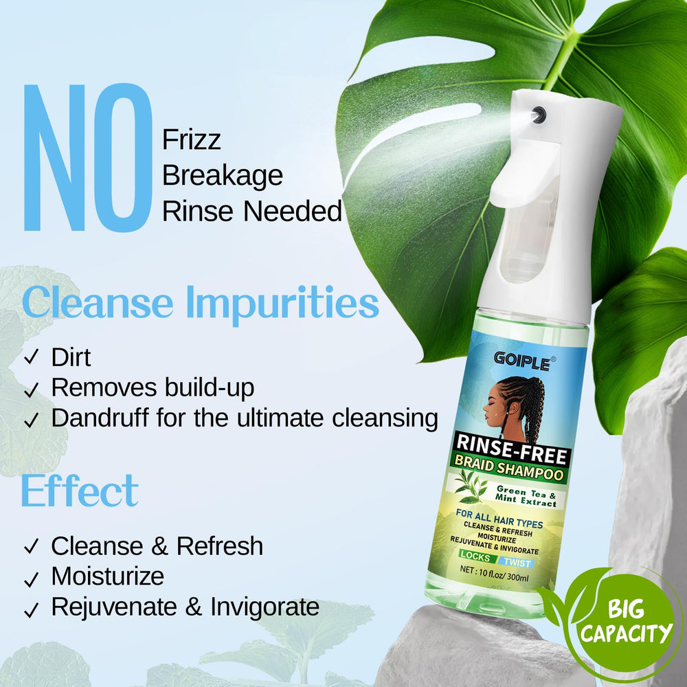 Goiple rinse-free shampoo texture dispensed, showing lightweight non-greasy formula