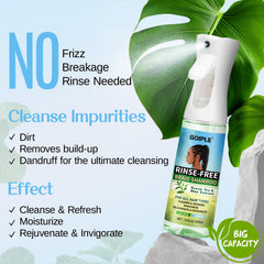 Goiple rinse-free shampoo texture dispensed, showing lightweight non-greasy formula