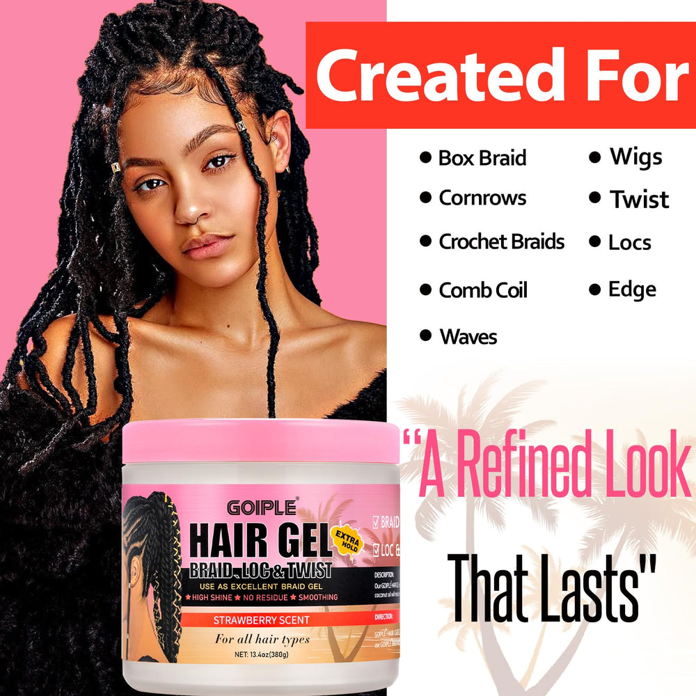 Goiple being used during braiding to secure plaits and reduce frizz