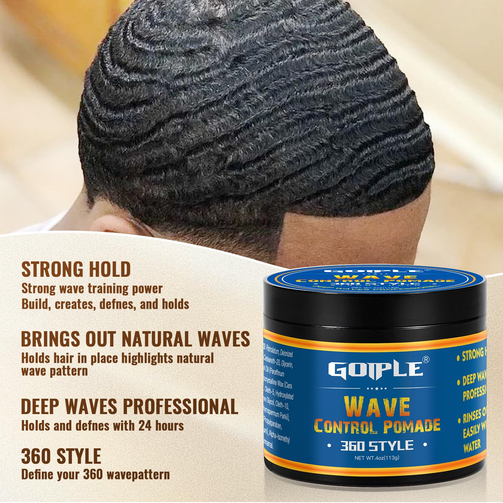 Goiple ergonomic handle of brush shown, reducing hand fatigue benefit
