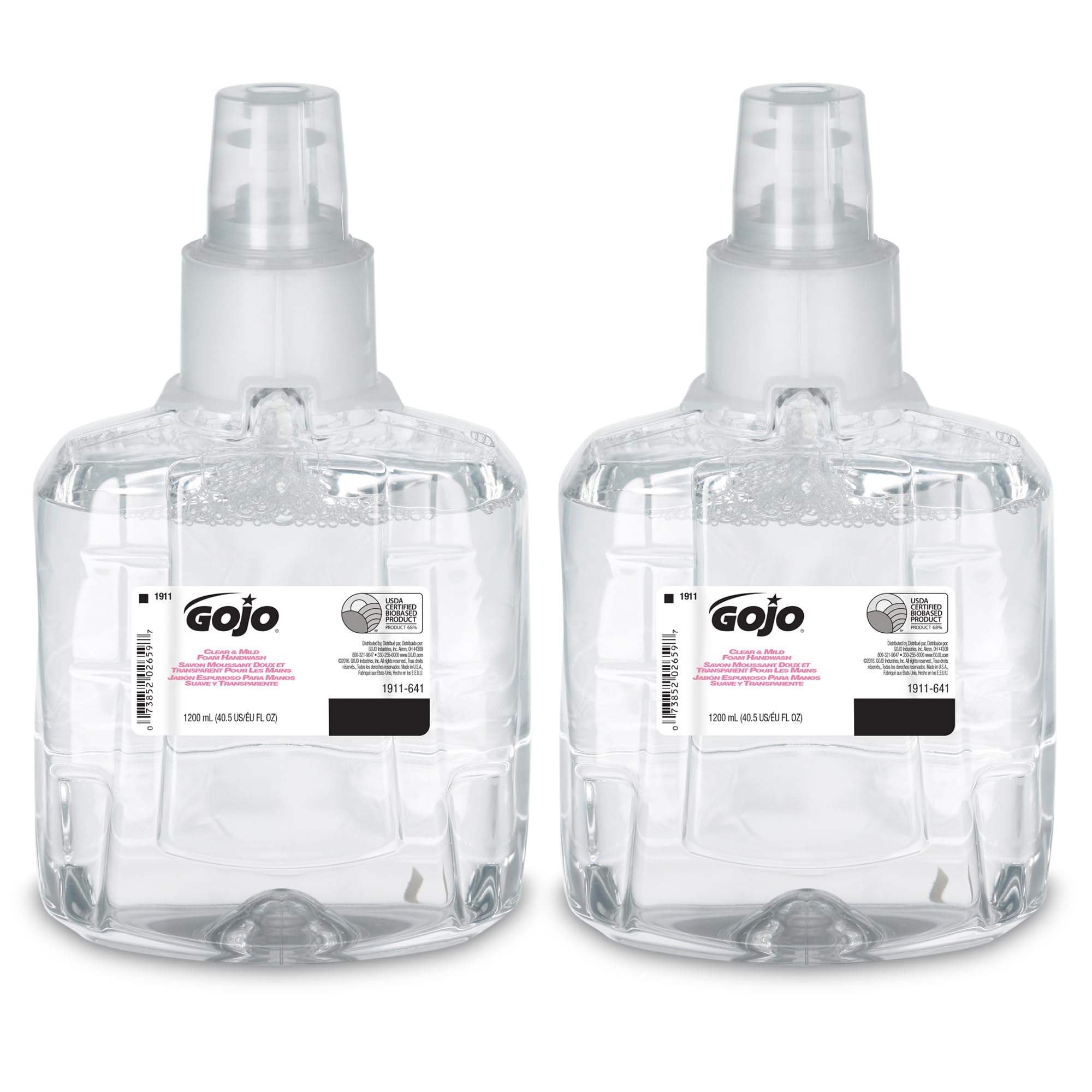 GOJO clear and mild front packaging showing label and certifications benefit workplace-friendly