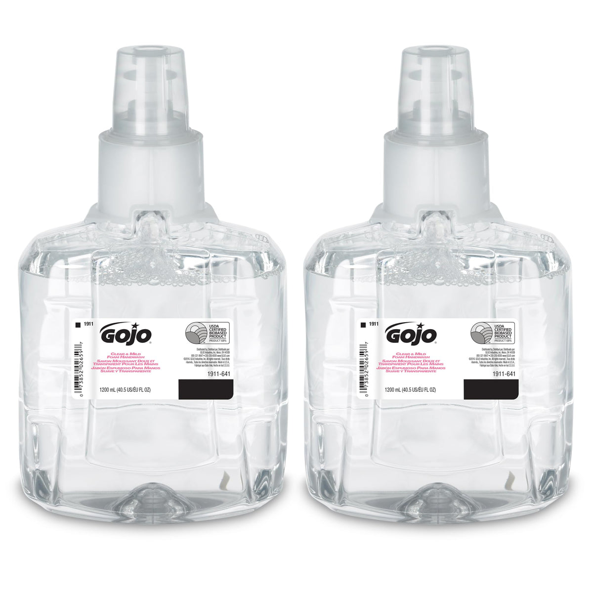 GOJO clear and mild front packaging showing label and certifications benefit workplace-friendly