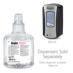 GOJO clear and mild refill installed in LTX-12 dispenser demonstrating touch-free use benefit