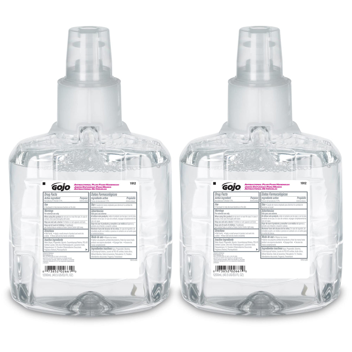 GOJO front packaging showing plum refill and product benefits