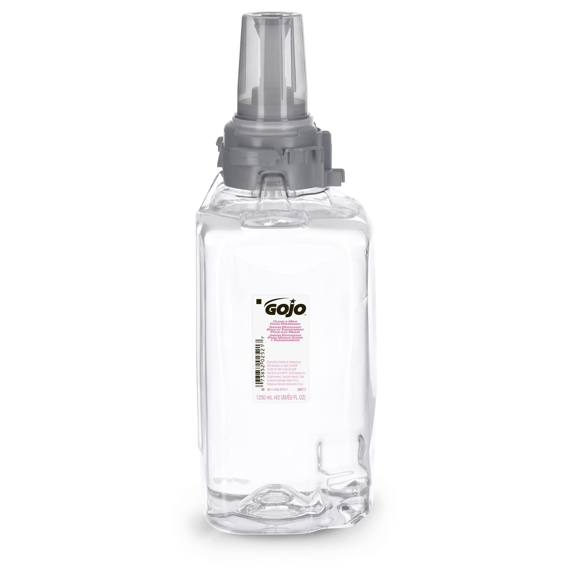 GOJO refill valve close-up displaying sanitary sealed valve and easy install benefit