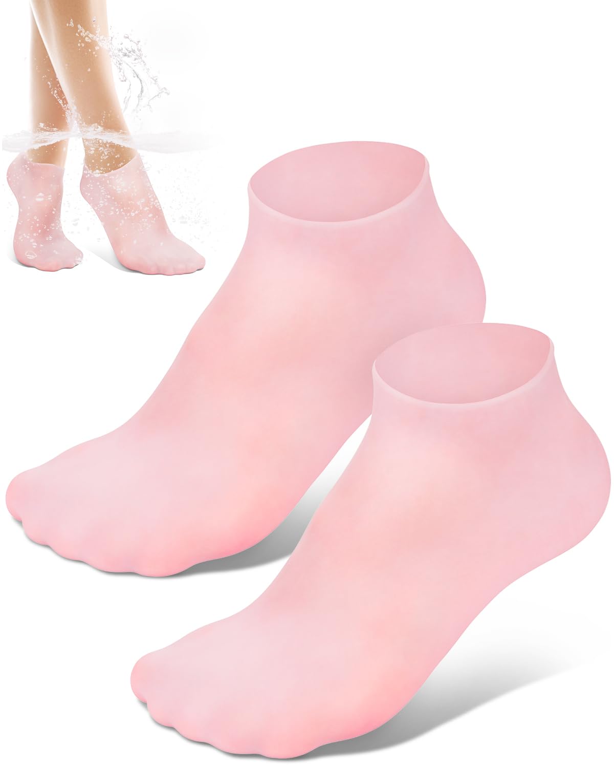 Golbylicc front view pink silicone socks showing fit and sealed moisture barrier