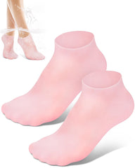 Golbylicc front view pink silicone socks showing fit and sealed moisture barrier