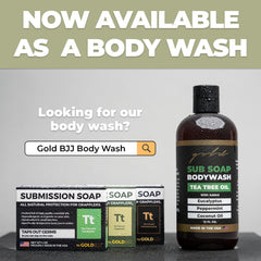 Gold BJJ label detail highlighting small-batch ingredients and origin