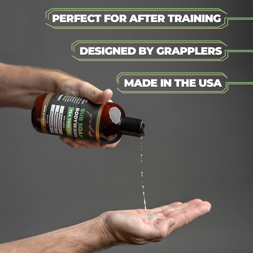 Gold BJJ bottle beside training gear showing compact travel size