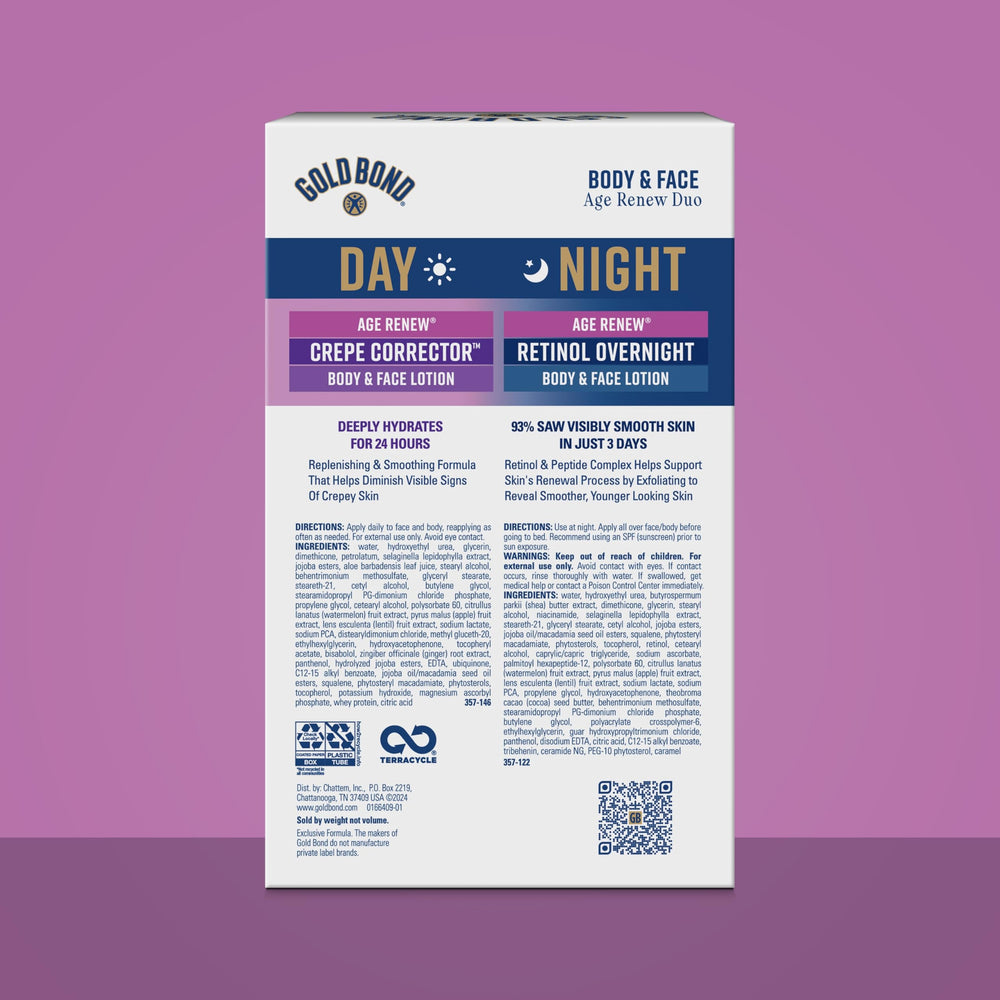 Gold Bond back label with ingredient list and usage directions for informed use