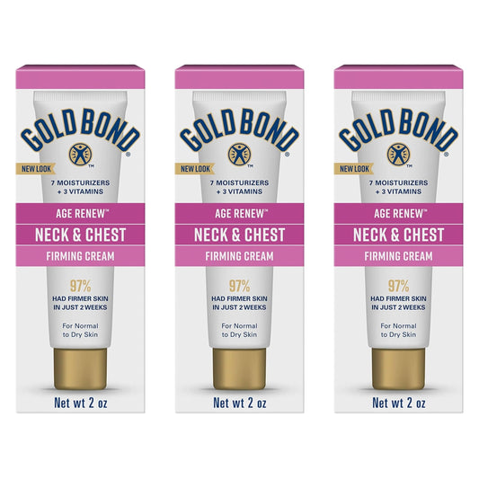 Gold Bond front packaging showing three 2 oz tubes and clear product benefits