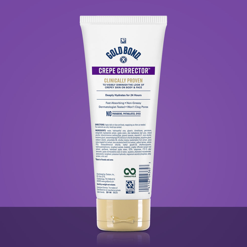 Gold Bond pump close-up highlighting fast-absorbing, non-greasy lotion