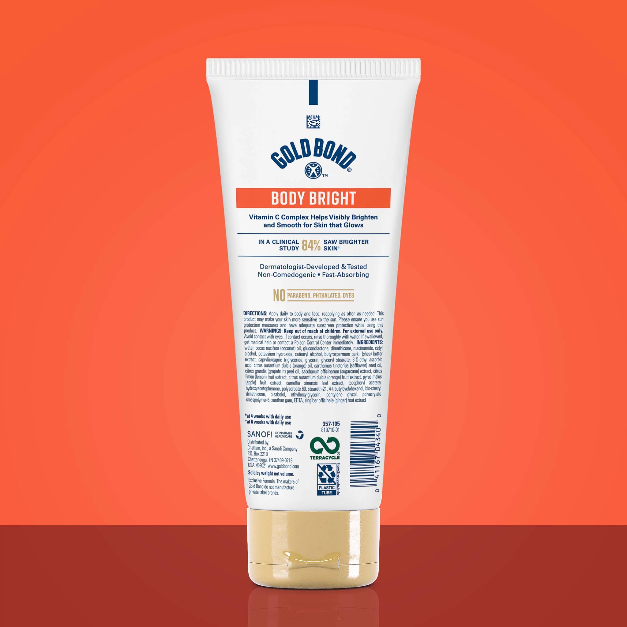 Gold Bond tube dispensing lotion illustrating easy, controlled application benefit