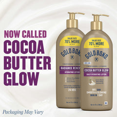 Gold Bond lotion texture close-up highlighting creamy exfoliating, moisturizing feel