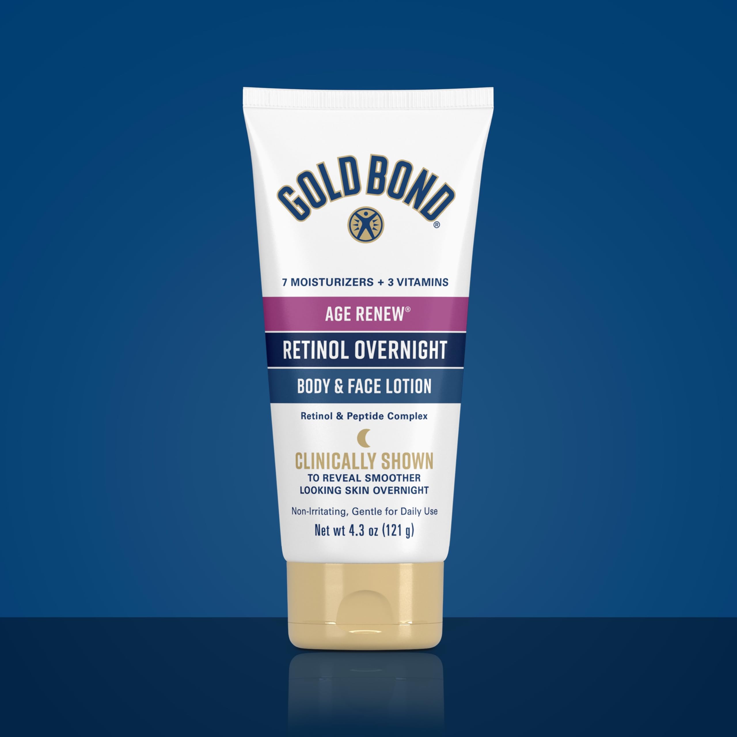 Gold Bond night application on jawline, showing retinol use for firmer-looking skin