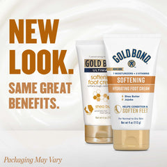 Gold Bond cream texture close-up highlighting rich shea butter moisture for softer feet