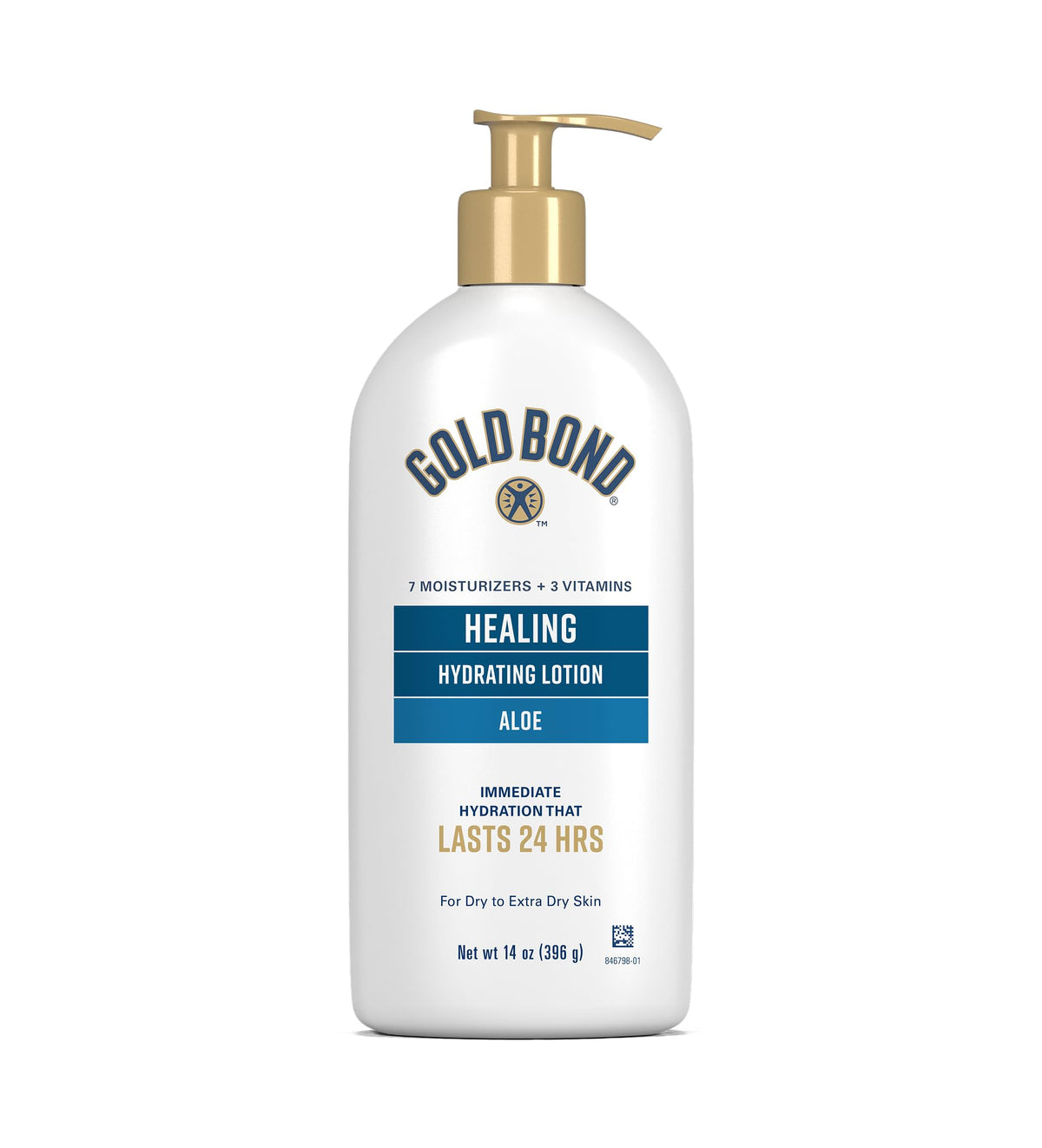 Gold Bond front pump bottle showing product and brand benefits