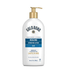 Gold Bond front pump bottle showing product and brand benefits