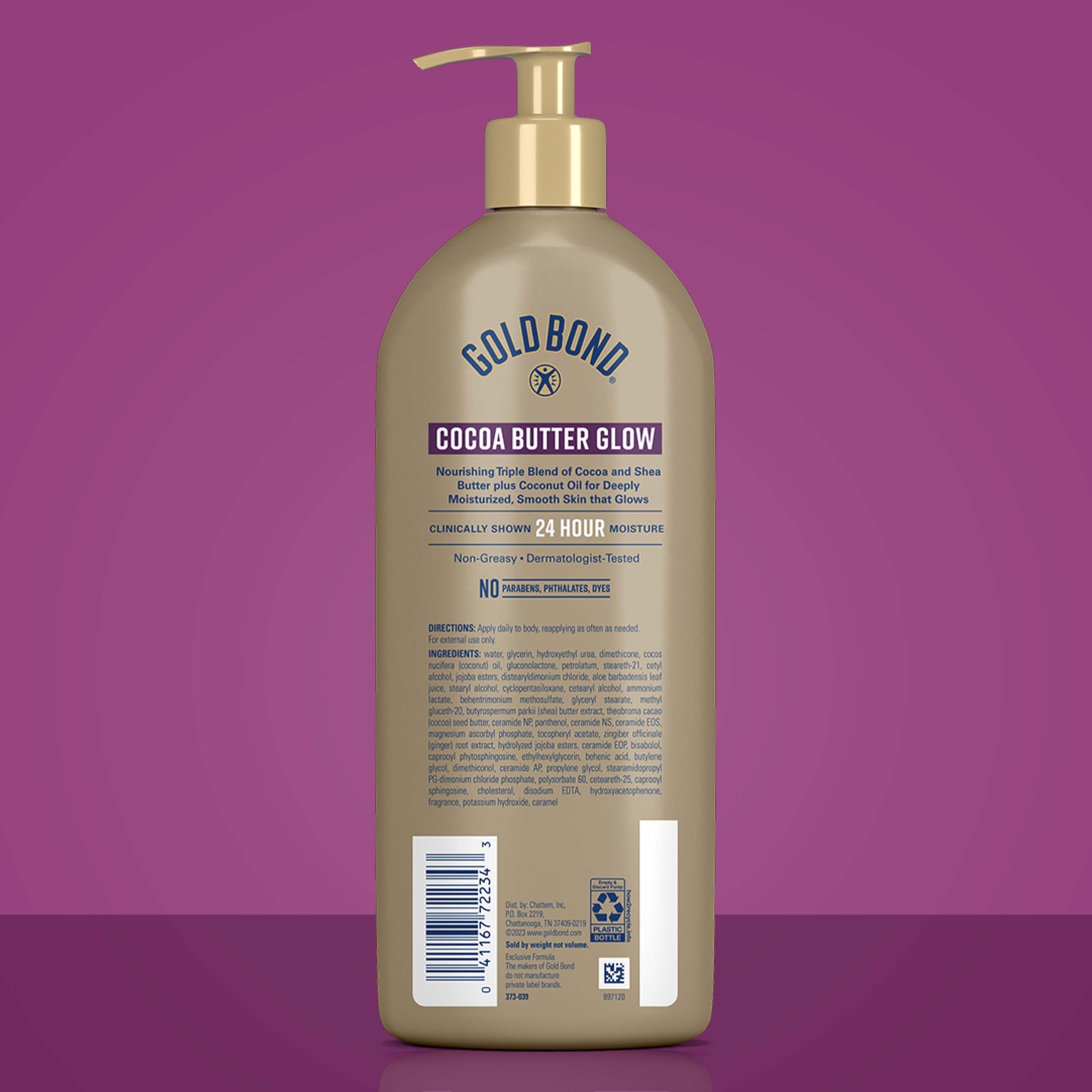 Gold Bond pump dispensing lotion onto hand for quick absorption benefit