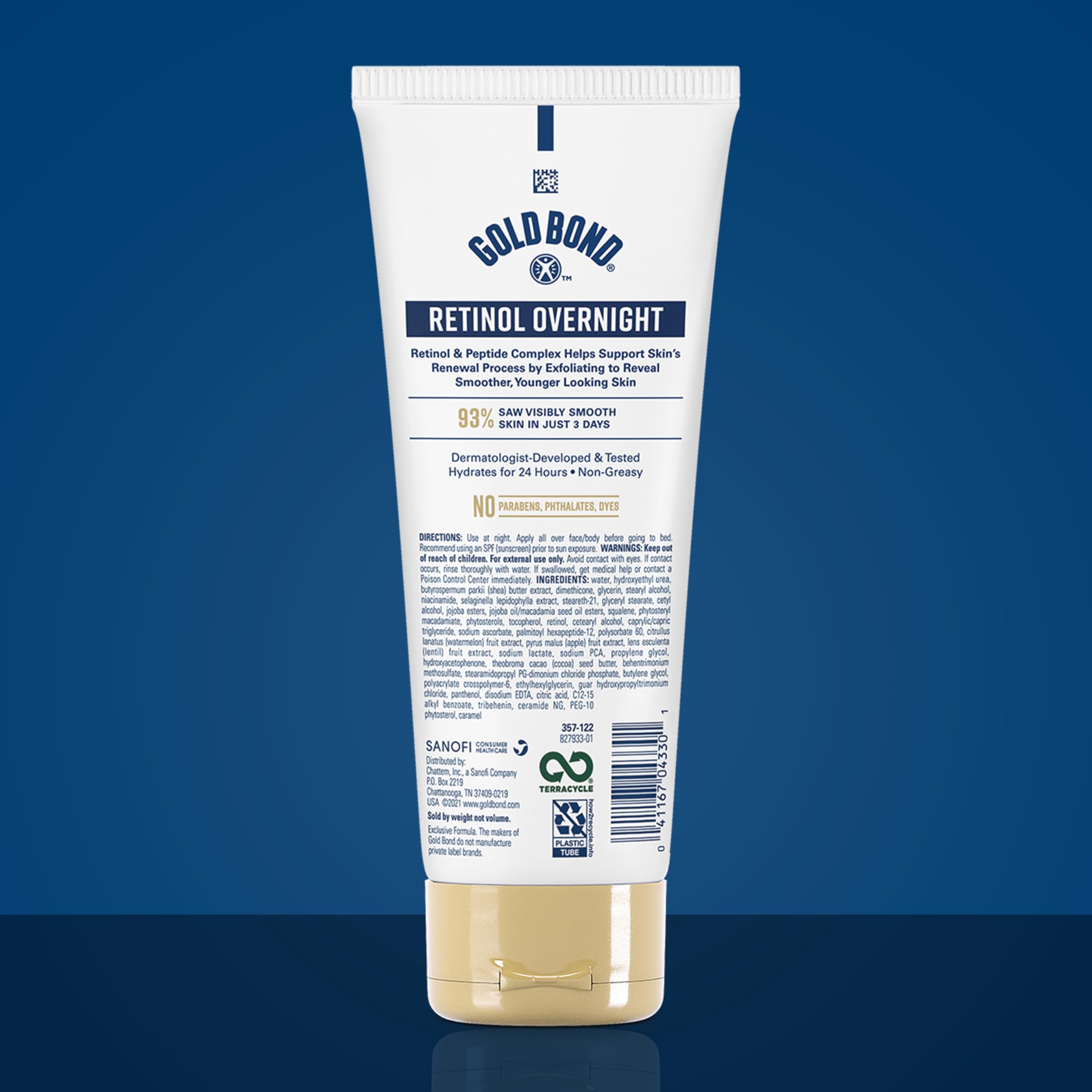 Gold Bond lotion texture close-up highlighting creamy retinol formula