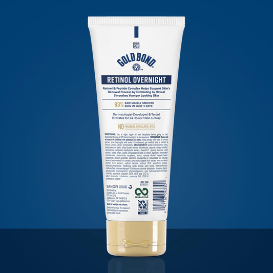 Gold Bond lotion texture close-up highlighting creamy retinol formula