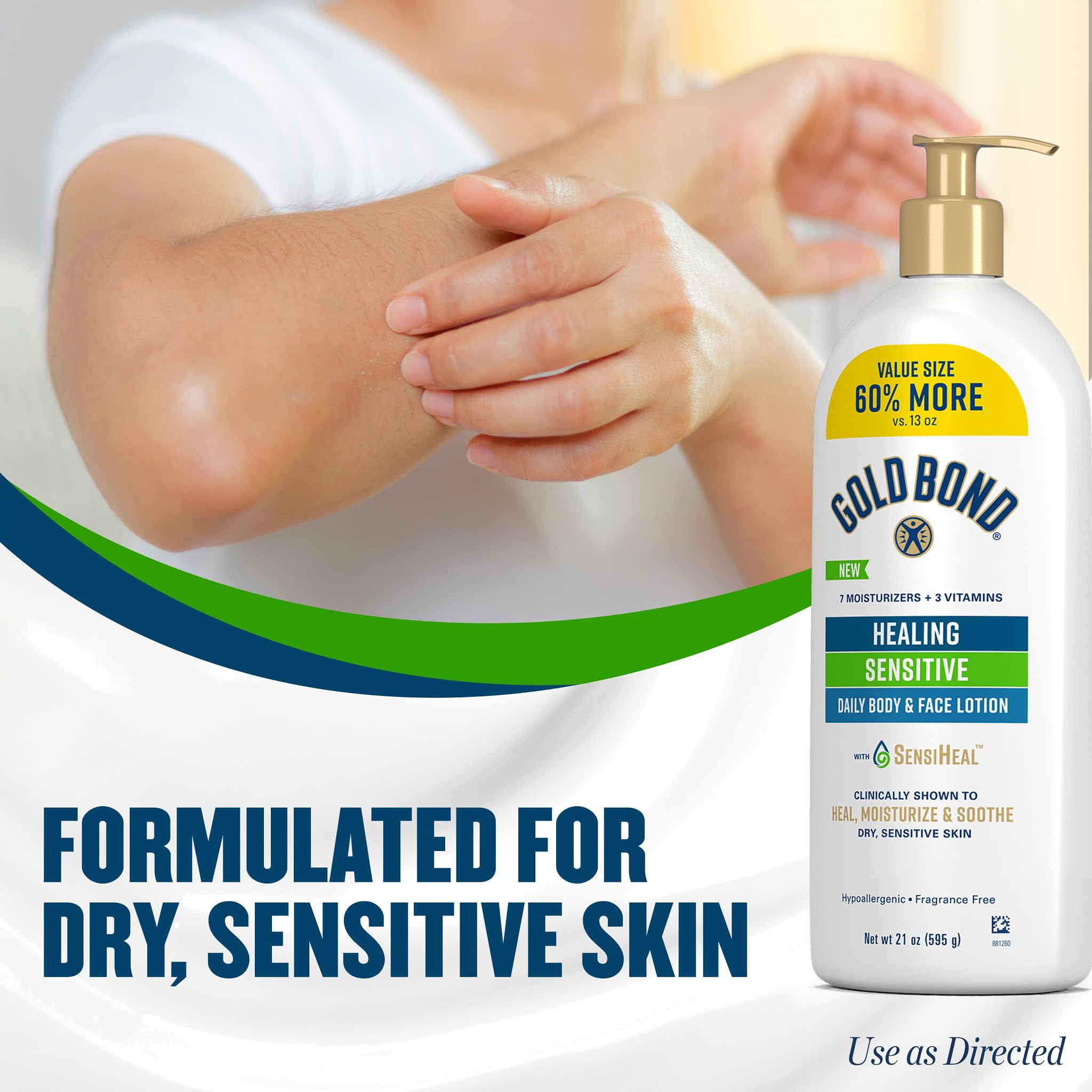 Gold Bond lotion texture in palm showing lightweight absorption benefit