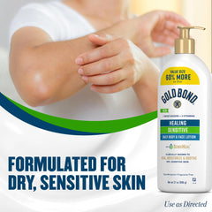 Gold Bond lotion texture in palm showing lightweight absorption benefit
