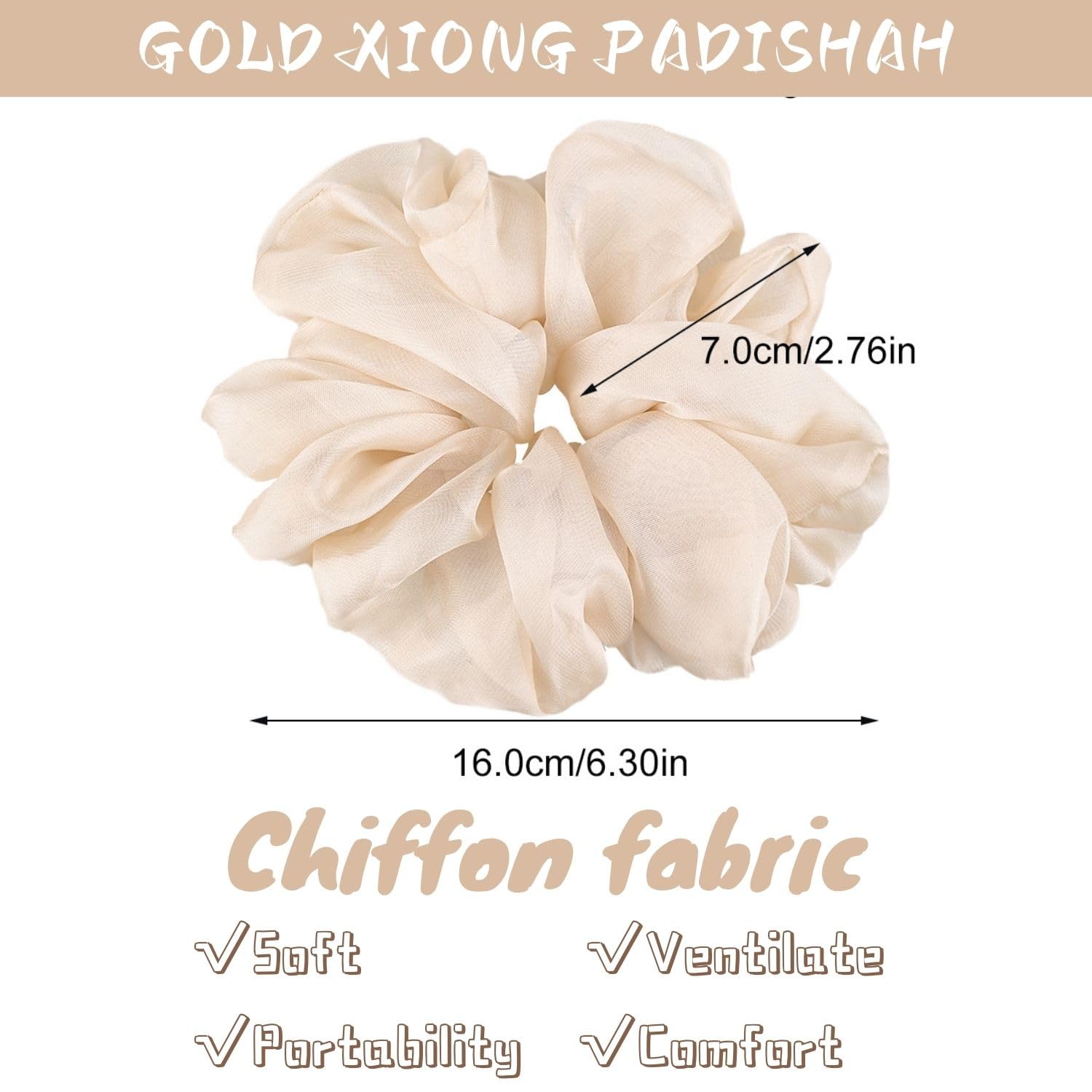 GOLD XIONG PADISHAH chiffon fabric close-up showing smooth texture and gentle grip