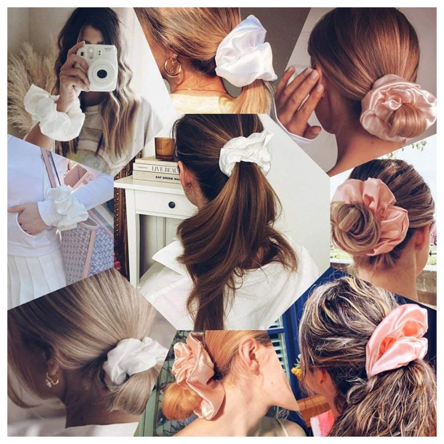 GOLD XIONG PADISHAH scrunchie beside a ruler showing oversized diameter for thick hair benefit