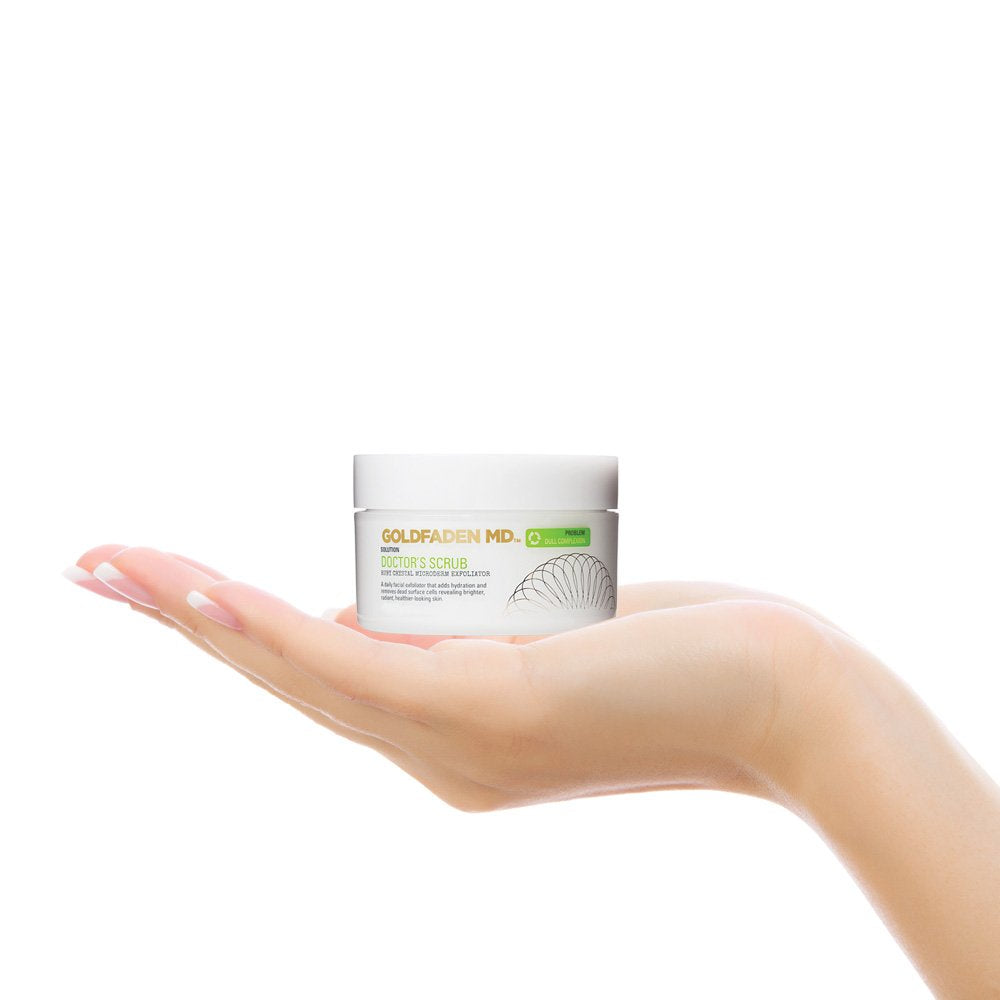 GOLDFADEN MD tube staged with serum and SPF indicating step-by-step routine benefit