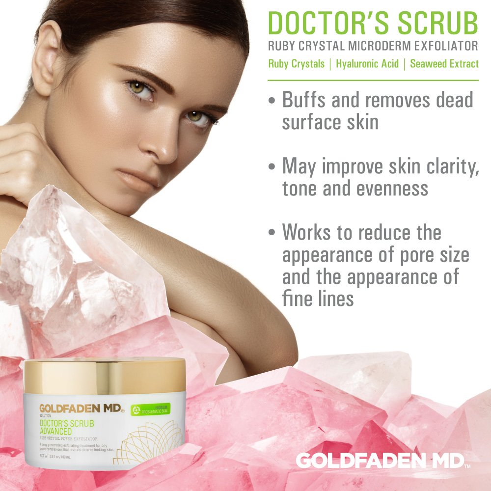 GOLDFADEN MD scrub being applied to hand illustrating smooth application and hydration
