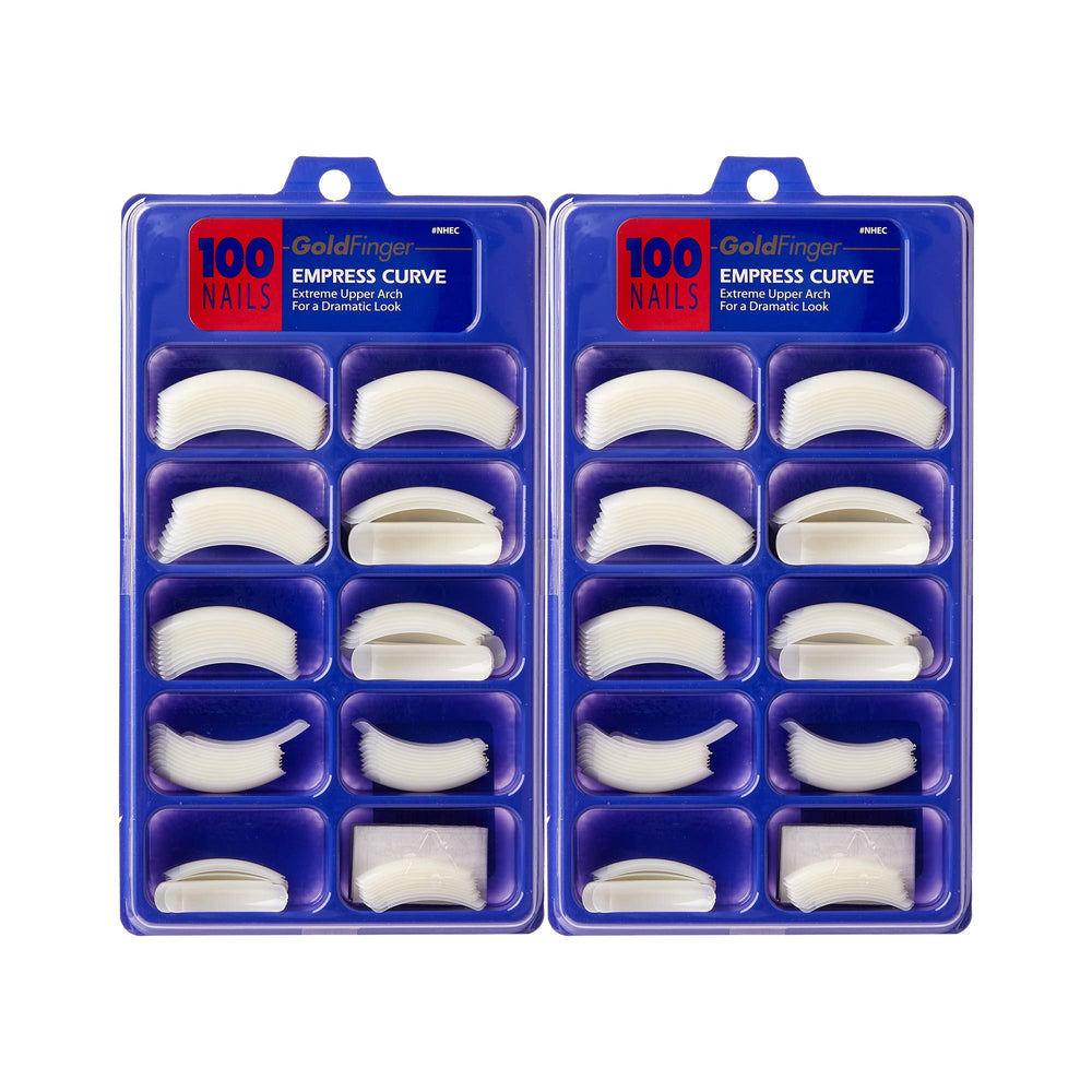 Goldfinger front pack of Empress Curve nails showing quantity and packaging, fast application benefit