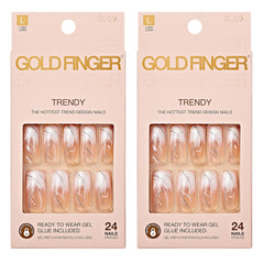 Goldfinger front packaging showing two full-cover long nails and glossy finish benefit