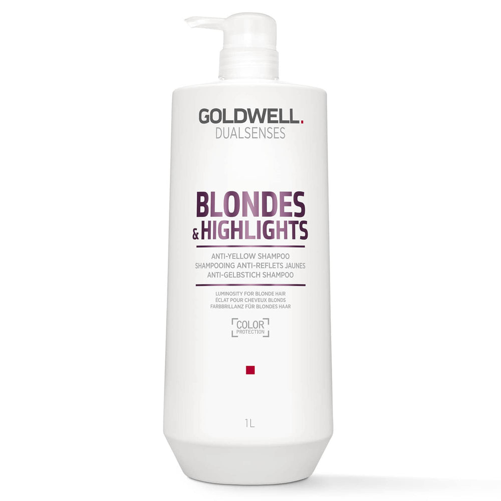 Goldwell bottle front view showing product and clear brand benefit