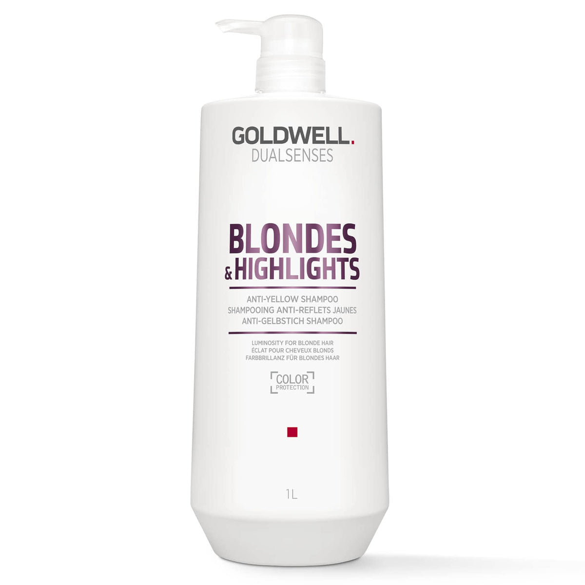 Goldwell bottle front view showing product and clear brand benefit